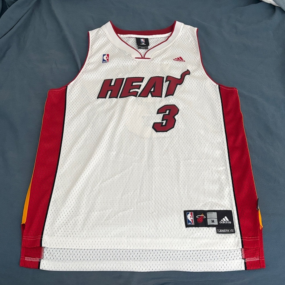 Adidas Dwyane Wade White and Red Miami Heat Jersey